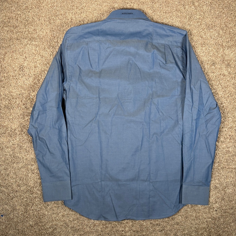Coordinates New York Mens Blue Hidden Zipper Button Down Shirt Medium NWT 8618 - Picture 7 of 8